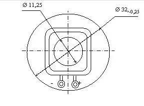 Схема габаритов кремниевого фотодиода ФД-288-01