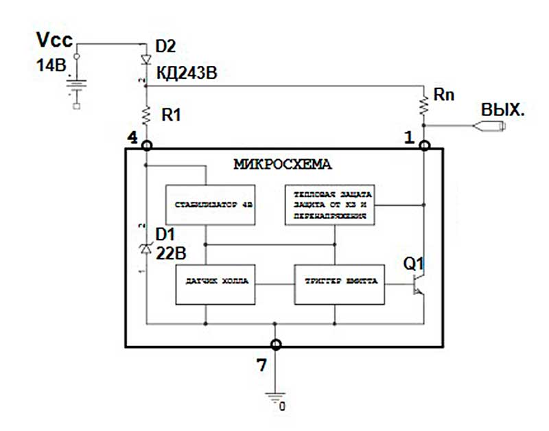 схема пример включения микросхемы УР1101ХП49
