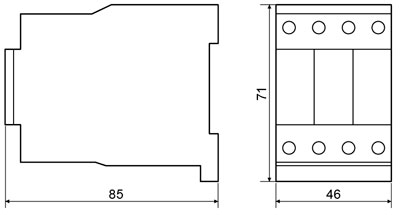 Рис.1. Схема габаритных размеров пускателя магнитного ПМ 1-18-01