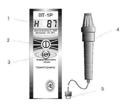 Конструкция гигрометра измерителя температуры ВТ-1Р