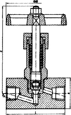 Рис.1. Схема клапана запорных игольчатых PN 16