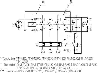 Рис.1. Схема электрическая для пускателей ПМЛ-2220