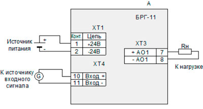  Рис.1. Схема электрическая подключений блока БРГ-11