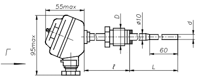 Габаритный чертеж термопреобразователей сопротивления ТСП -1390В