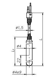 Рис.4 - габаритный чертеж термоэлектрических преобразователей ТХА-1590В, ТХК-1590В